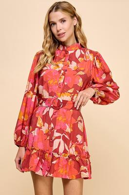 Floral Printed Long Sleeve Dress