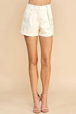 PU Pleated Detail Shorts