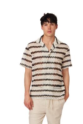 Crochet Textured Short Sleeve Shirt 