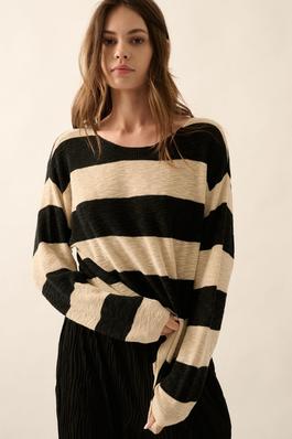 Striped Ribbed-Knit Sweater