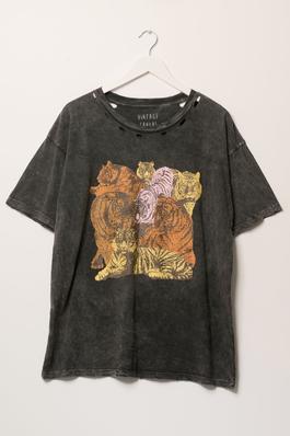 Tigers Mineral Wash Distressed Graphic Tee