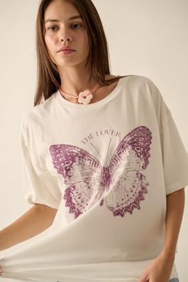 The Lover Butterfly Round Neck Graphic Tee