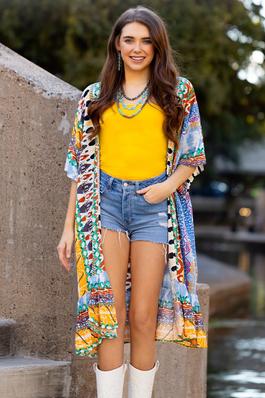 Multicolor Abstract Print Duster