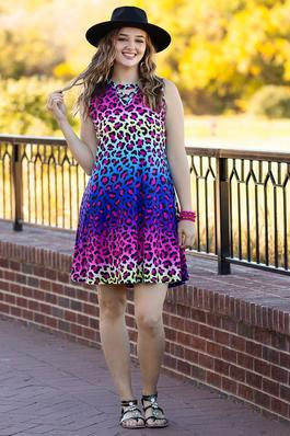 Multi Leopard Dress with Pockets
