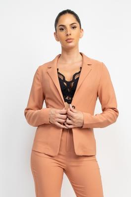 Notch Buttoned Tailored Pocketed Jacket