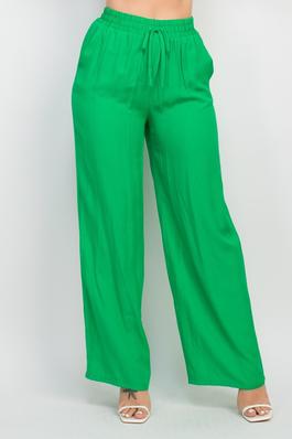 Elastic Side Pocket Linen Pants