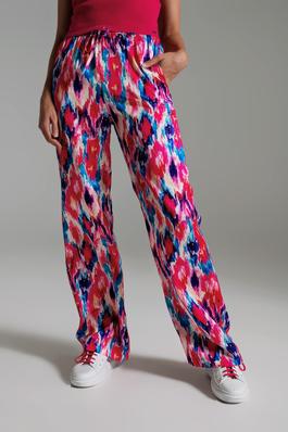 PALAZZO STYLE PANTS IN ABSTRACT PINK BLUE PRINT