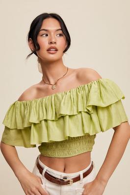 Tiered Ruffle Smocked Crop Top