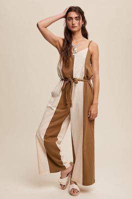 Striped Jumpsuit with Braided Drawstring