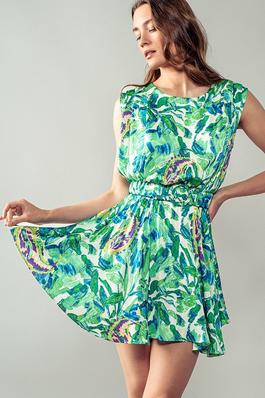 Almost Floral Mini Dress - Belted Artsy Eclectic
