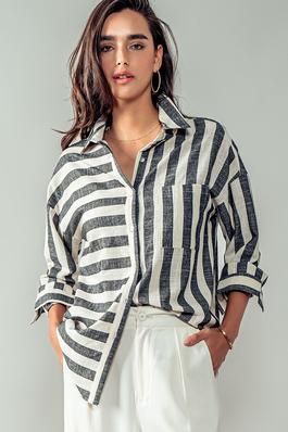 VERTICAL AND HORIZONTAL STRIPED SHIRT