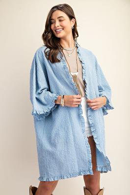 Gingham Open front Cardigan