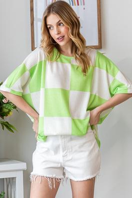 SPRING CHECKERED OVERSIZED TOP