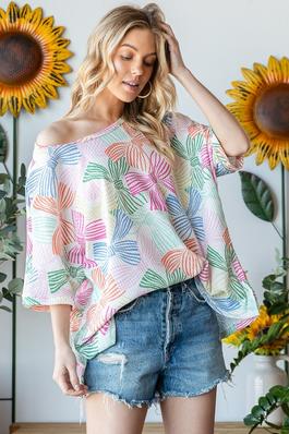 SPRING SUMMER COLORFUL BOWS IN AN OVERSIZED TOP