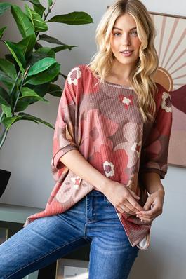 FALL TRANSITION FLORAL OVERSIZED TOP WITH SLITS