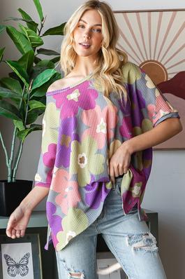 FALL TRANSITION FLORAL OVERSIZED TOP IN PLUS SIZE