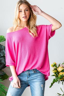 SPRING THERMAL OVERSIZED TOP WITH SLITS