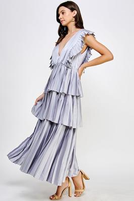 Sleeveless Pleated Layer Maxi Dress