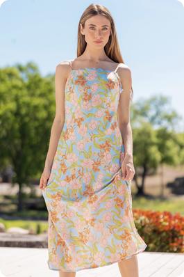 Floral Ric-Rac Trim Midi Slip Dress