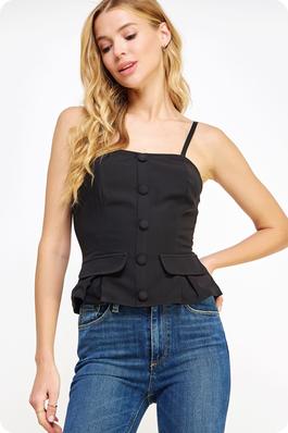 Front Button Detail Tailored Corset Top