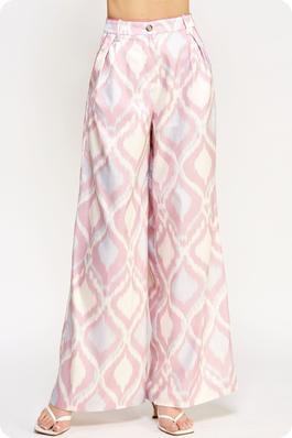 Printed Contrast Piping Detail Pants