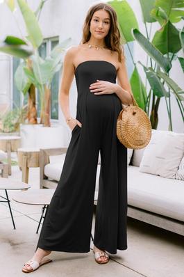 Strapless Tube Maternity Jersey Jumpsuit