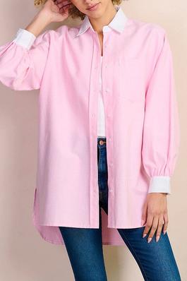LONG SLEEVE BUTTON UP OVERSIZED BLOUSE TOP