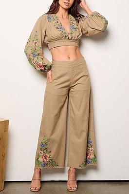 CROP TOP & PALAZZO PANTS EMBROIDERY DETAILED
