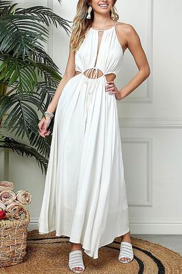 SLEEVELESS V-NECK FRONT CUT OUT MAXI DRESS