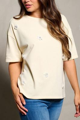 SHORT SLEEVE DETAILED BLOUSE TOP