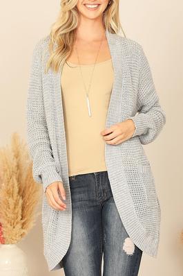 LONG SLEEVE KNITTED OPEN FRONT CARDIGAN