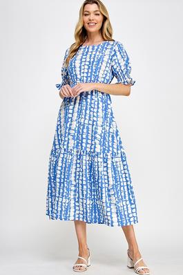 Allover Print Tiered Midi Dress 