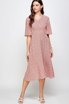 Floral Print Bell Sleeve Casual Dress
