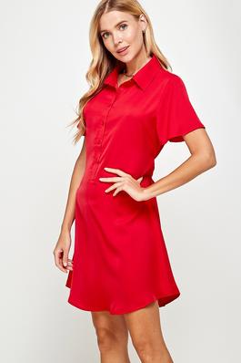 Button Front Collared Short Dress