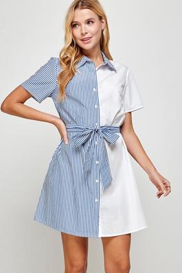 2 Tone Stripe Short Dress