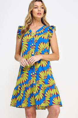 Allover Banana Print Short Dress