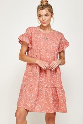 Dots Print Tiered Short Dress
