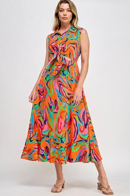 Allover Print Sleeveless Dress