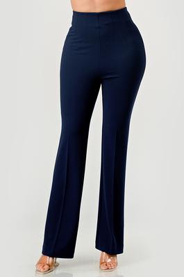 Solid Stretch Long Wide Pants 