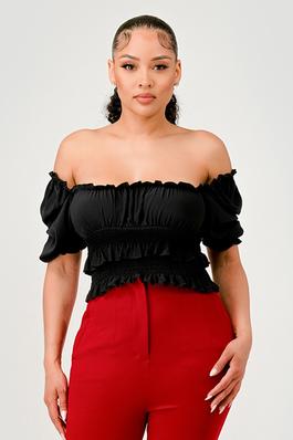 Solid Double Layered Ruffle Square Neck Top