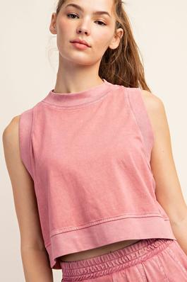 CROPPED COTTON SLEEVELESS TOP