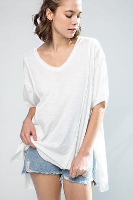 PLUS SIZED MINERAL WASHED PUFF SLEEVE TOP