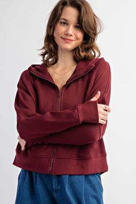PLUS SIZE FRENCH TERRY LONG SLEEVE FULL ZIP HOODIE