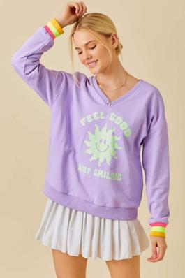 Feel Good Printed Causal Sweater Top