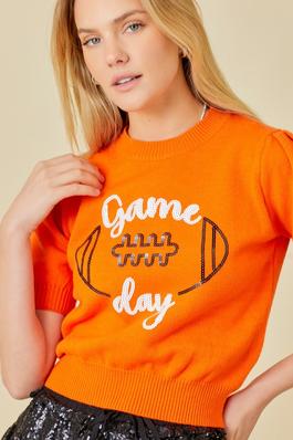 Game Day Puff Sleeve Sweater Top