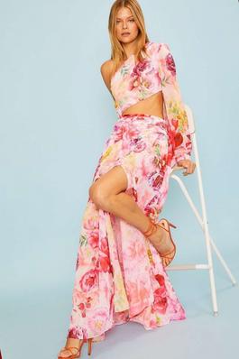 Bodysuit Floral Print Maxi Dress