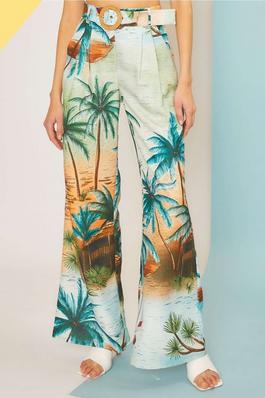 Buckle Side Pockets Tropical Pants