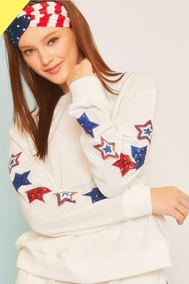 Fourth of July Star Patch French Terry Top