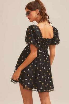 Sprinkle Star Print Mesh Dress