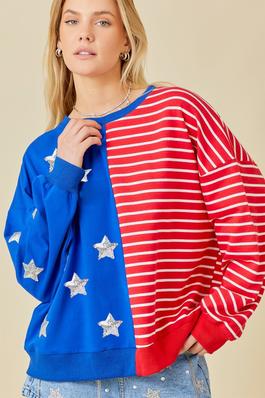 4th of July Star Patch Sweater top